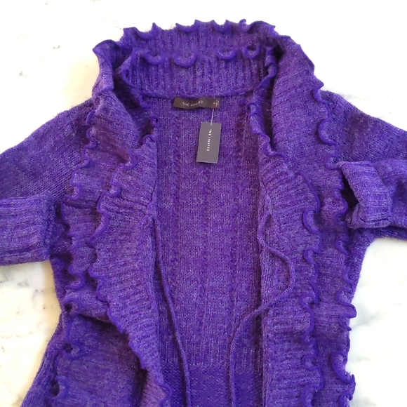NWT. The Limited Wool blended long cardigan sweater with double ruffled front. - Picture 5 of 8